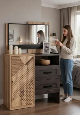 Immagine prodotto di Toeletta con specchio e spazio contenitivo per una camera da letto moderna