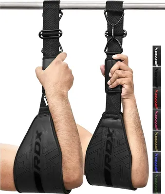 Produktbild von RDX Fitness Hängende AB-Gurte für Bauchmuskelaufbau und Core-Training, Maya Hide Ledergurt