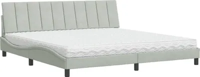 Produktbild von vidaXL Bett mit Matratze "Hanko" Hellgrau 200x200 cm Samt