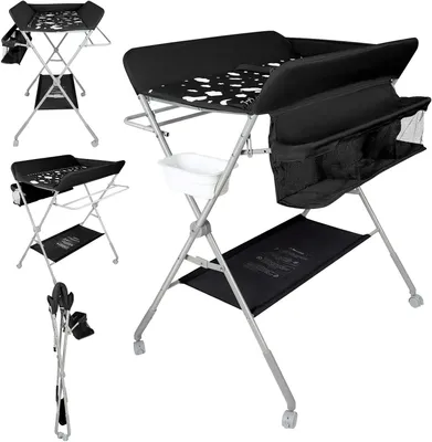 Obrázek produktu pro Dětská přebalovací stolička - Černá - Nastavitelná výška - 80 x 58 x 90 cm
