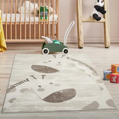 Produktbild von Kinderteppich Creme, Beige - 160x230 cm - Tier-Muster Giraffen - Kinderzimmerteppiche