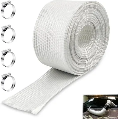 Productafbeelding van Uitlaatslang - Uitlaatpijp Hittebescherming - Generatoren Beschermen - Hittebestendig Glasvezel - 25 mm x 250 cm - Zwart