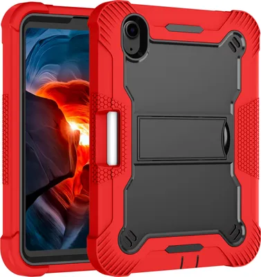 Obrázek produktu pro Pouzdro pro iPad mini 2024/iPad mini 2021, robustní hybridní ochranné pouzdro na tablet se stojánkem červené