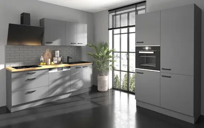 Produktbild von Küche NESSA 220 + 120 cm Anthrazit Grau Küchenzeile Küchenblock Einbauküche