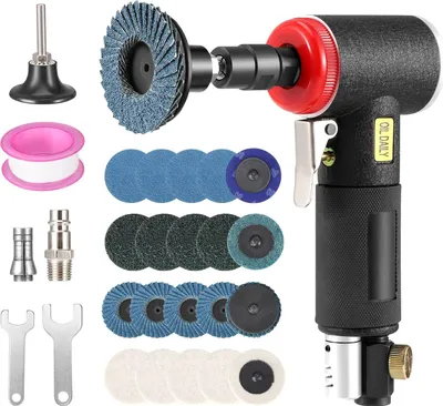 Produktbild von Druckluft Mini Winkelschleifer - 90° Geradschleifer und Gravierer - Hochgeschwindigkeit - 0,6 cm Spannzange - Schleifen und Polieren - Schwarz