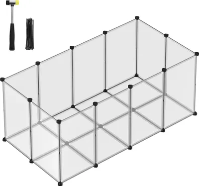 Produktbild von SONGMICS Kleintierkäfig, Freigehege mit Bodenplatten, 145 x 72 x 57 cm, weiß
