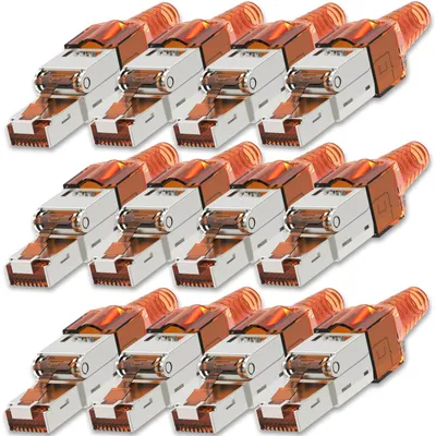 Produktbild von NEXMEX 12x Netzwerkstecker Cat 7 CAT7 RJ45 Stecker Werkzeuglos Metall 10GBit/s
