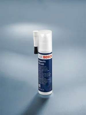 A bottle of Bosch Superfit lubricant with an attached applicator is shown against a light gray background.