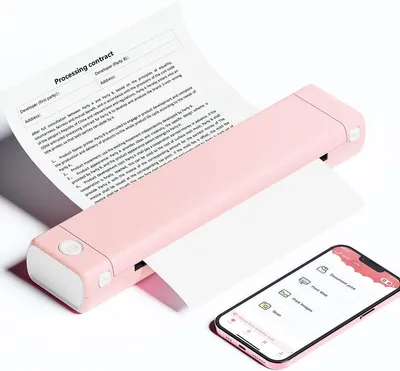 Produktbild von Thermodrucker A4 203DPI Inkless Printer Kompatibel mit Android & iOS für Handy & Laptop, Unterstützt 210x297mm A4 Thermopapier, Tragbarer Drucker