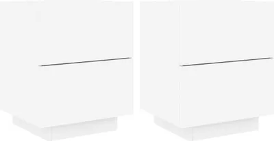 Produktbild von vidaXL Nachttische mit LED-Leuchten 2 Stk. Weiß Holzwerkstoff