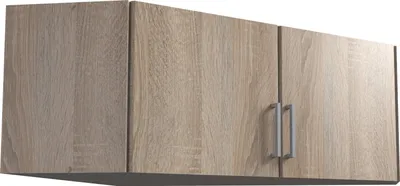 Produktbild von Schrankaufsatz "Click" aus Spanplatte in Eiche-Sägerau-Nachbildung. Abmessungen (B/H/T) 95x40x95 cm