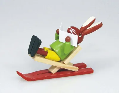 Produktbild von Osterdekoration Hase Skifahrer im Liegestuhl bunt Höhe 3cm NEU