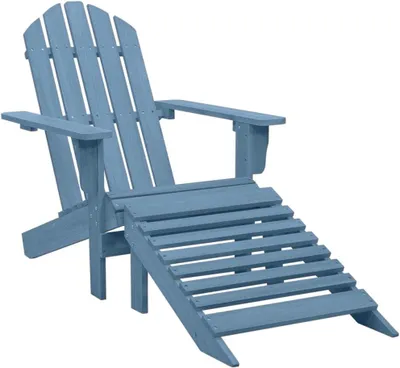 Produktbild von Blauer Adirondack-Gartenstuhl mit Fußteil aus massivem Tannenholz, 10.5 kg