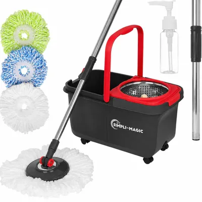 Immagine prodotto di Set completo per mocio con secchio e sistema di strizzatura, modello Simpli-Magic, con mocio rotante a 360°
