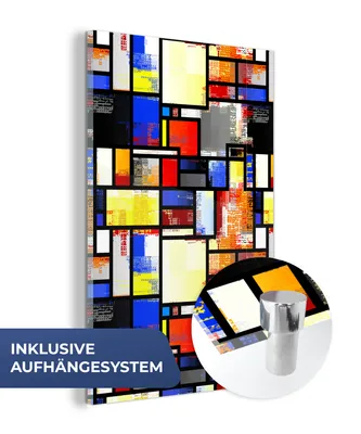 Obrázek produktu pro MuchoWow® Obrazy na skle - Nástěnné obrazy - Fotografie na skle Malířství - Mondrian - Staří mistři 60x90cm Nástěnná dekorace ze skla - akrylová malba na sklo -