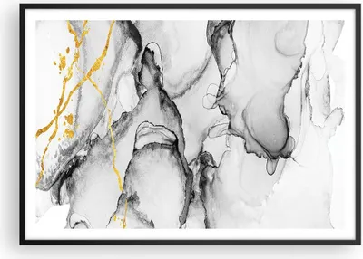 Produktbild von Gerahmtes Poster - Schwarzer Rahmen - Stein Abstraktion Kontrast - 100x70 cm - Wand Bild - Wanddeko - Wandbilder - Kunstposter - Wandposter - Bilderrahmen - Bilder - Kunstdruck - P2BAA100x70-4761