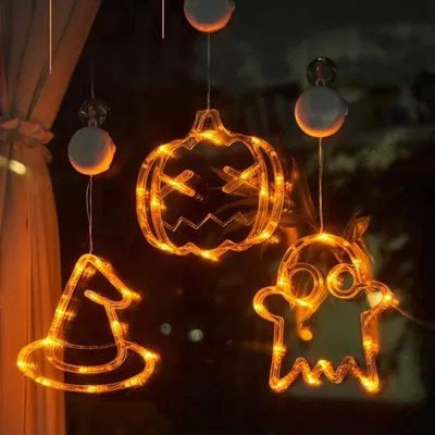 Produktbild von Halloween-LED-Dekorationslichter, Hausdekorationen, Atmosphäre, Saugnapflichter, Kürbislaternen, Dekorationsrequisiten,
