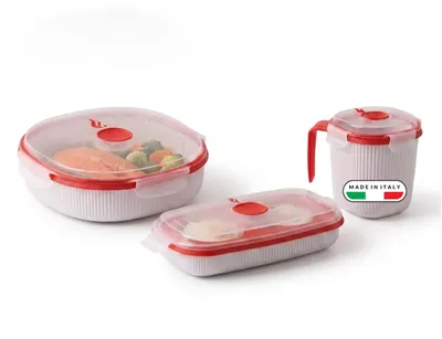 Zdjęcie produktu dla Snips - Zestaw 3 pojemników do przechowywania żywności do mikrofalówki, pojemniki z pokrywkami - D