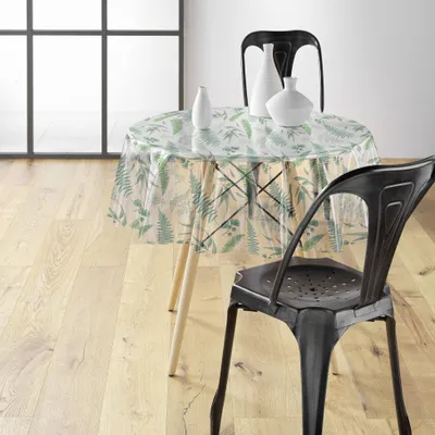 Obrázok produktu pre Priehľadný PVC obrus s kvetinovým vzorom AUREA, Ø 140 cm