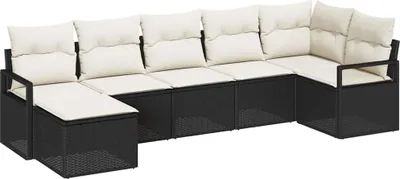 Productafbeelding van Bankstel met kussen 7 pcs Zwart poly rattan