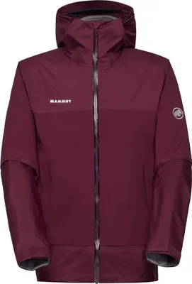 Dunkelrote Mammut Ducan Guide HS Hooded Jacke mit Kapuze und durchgehendem Reißverschluss