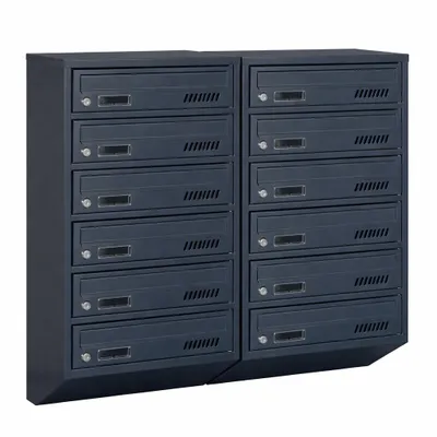 Productafbeelding van Brievenbus voor appartementen met 12 compartimenten GDS, antraciet RAL 7016, diepte 20 cm, wandmontage.