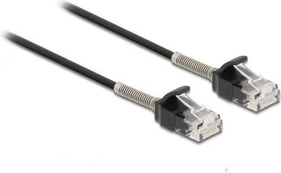 Productafbeelding van DELOCK kabel, RJ45-connector naar RJ45-connector, met knikbescherming, Cat.6A, 25 cm, zwart, 0,25 m, Cat6a, U/UTP (UTP), RJ-45, RJ-45, zwart
