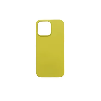 A yellow iPhone case is shown against a white background.