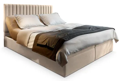 Produktbild von Masseno Boxspringbett MURLO 180x200 cm Komplett-Set mit Bonell Matratze und Topper, Polsterbett mit Bettkästen -Beige, PAROS 02