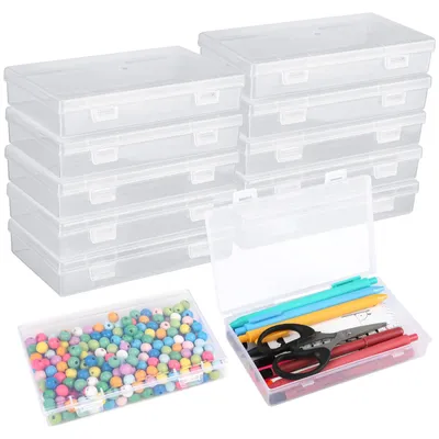 Aufbewahrungsboxen mit Deckel, 10 Stück, 15,1×8,9×3 cm, transparent