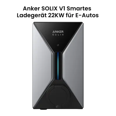 Produktbild von Anker SOLIX V1 Smartes Ladegerät 22kW Stecker(Typ‑2, 3‑Phasig)Smart Wallbox mit App & RFID, für Balkonkraftwerk, Kompatible mit Anker SOLIX Power Dock