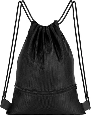 Produktbild von Rucksack mit Kordelzug, Turnbeutel Schwarz Sportbeutel für Herren Damen, Beutel mit Kordelzug, Verstellbar Gym Bag Gymsack mit Innentasche für Sport Reisen Schule Strand