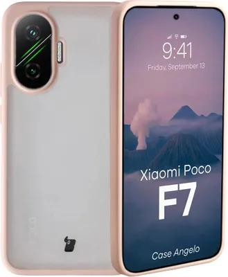 Produktbild von Handyhülle für Xiaomi POCO F7, Bizon Case Angelo, Semitransparent mit rosem Rahmen