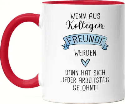 Produktbild von Wenn Aus Kollegen Freunde Werden Tasse Rot Lieblingskollegin Büro-Beutel Kollegin Geschenk