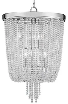 Produktbild von Casa Padrino Luxus Hängeleuchte Silber Ø 46,4 x H. 70,5 cm - Runde Pendelleuchte mit Kristallglas