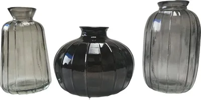 Produktbild von 3er-Set Glasflaschen / Mini-Vasen – Grautöne – 7 x 11 cm – Dekorative Wohnaccessoires