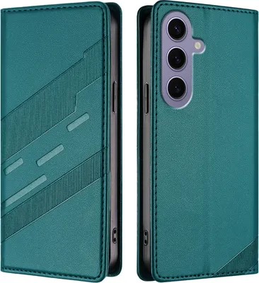Image de Etui pour Samsung Galaxy S25, étui portefeuille en cuirPolyuréthaneavec fente pour cartes et fonction stand Grün