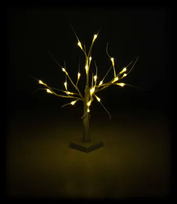 Produktbild von LED-Weihnachtsbaum von Christmas Gifts, biegsame Äste, 24 weiße LEDs, Ein-Aus-Schiebeschalter, Batteriebetrieb, Höhe ca. 55 cm