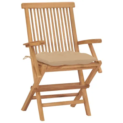 Produktbild von VidaXL 3062505, Terrasse, Gepolsterter Sitz, Teak, Beige, Polyester, 550 mm