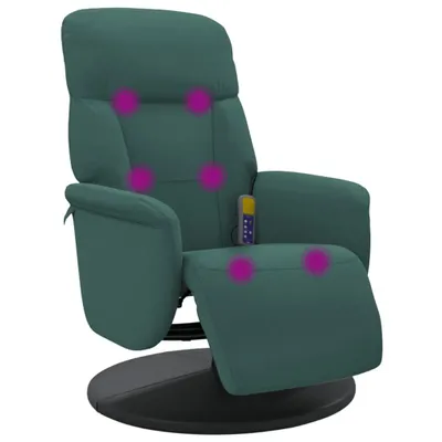 Immagine prodotto di Poltrona Reclinante Massaggio Poggiapiedi Verde Scuro Velluto