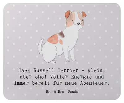 Produktbild von Mr. & Mrs. Panda Mouse Pad Jack Russell Terrier - Grau Pastell - Geschenk, Hunderassen Vielfalt, Freund, mousematte, pc mousepad, Russel, clever, Hunderasse, laptop