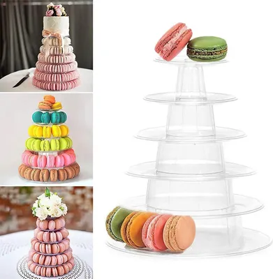 Produktbild von Transparenter 6-stöckiger Macaron-Turm, Cupcake-Ständer für Hochzeiten & Partys