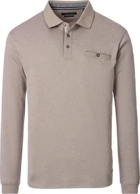 Produktbild von CASAMODA Herren Poloshirt Langarm Polokragen Casual Piqué Beige 5XL