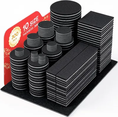 Produktbild von 300 Stück selbstklebende Filzgleiter für Stühle, Bodenschoner aus hochwertigem Nadelfilz (Schwarz)