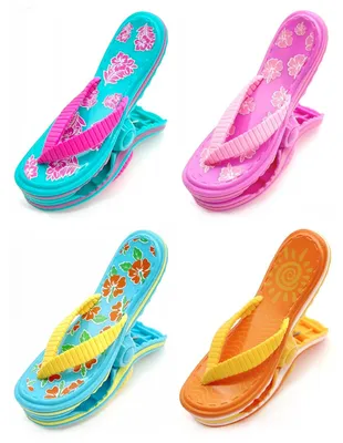 4 Strandhandtuchklemmen Flip-Flop-Stil, 11,5 x 3,8 cm, Kunststoff