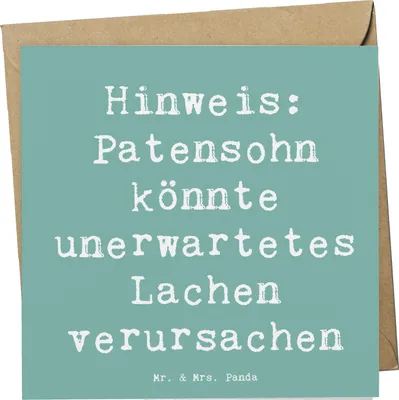 Produktbild von Mr. & Mrs. Panda Grußkarte Spruch Unerwartetes Lachen Patensohn - Meeresbrise - Geschenk, anlasskarte, Glückwunschkarte, Familienmitglieder, Geschenke, Patenkind, Freude