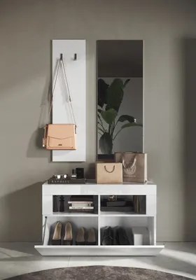 Immagine prodotto di Set di mobili da ingresso, collezione ISORA, laccati in bianco lucido