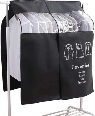Produktbild von Kleiderabdeckungen 90 x 110 cm - Schwarze Abdeckung für Kleiderständer - Staubdichte Kleiderabdeckungen - Kleiderhülle - Transparent - Schlafzimmer