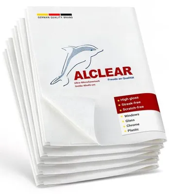 Produktbild von 95001 Microfaser-Glastuch, Autofenster Mikrofasertuch, Haushalt und Fenster, Reinigung ohne Trockentuch, 40 x 45 cm, weiß, 5 Stück