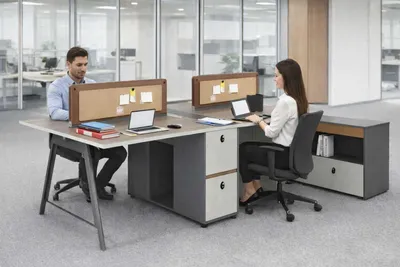 Image de Bureau moderne pour quatre personnes Table moderne Mobilier de bureau design